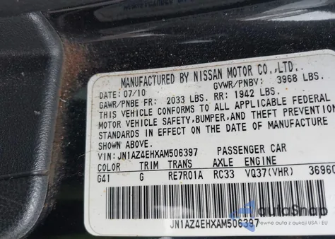 2010 Nissan 370Z from USA, damaged, VIN JN1AZ4EHXAM506397